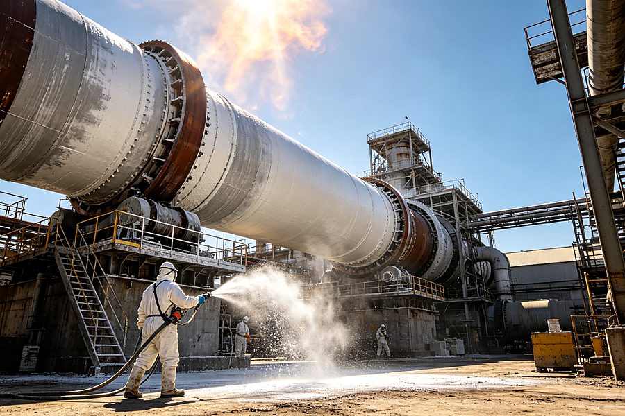 Large steel structure factory coated with thin film intumescent fireproof coating for industrial construction projects